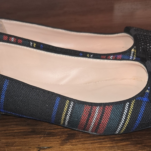 J.Crew Tartan plaid shoes with crystal bow. Size 8 1/2 EUC. - Picture 4 of 11